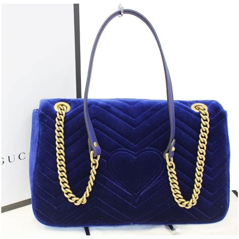 blue velvet bag gucci|Gucci marmont velvet handbag.